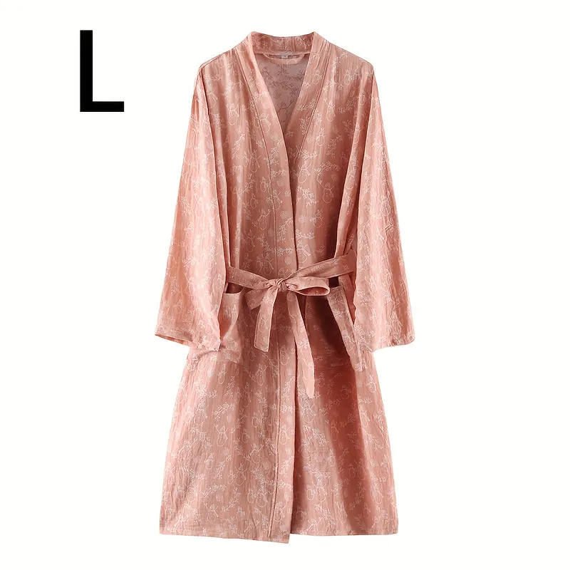 1pc Unisex Double Layer Cotton Gauze Bathrobe, Quick-Dry Absorbent Robe For Spring/Autumn, Modern Homewear Sleepwear, Couples Loungewear