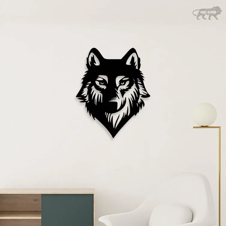 3D Wolves Face Metal Wall Art