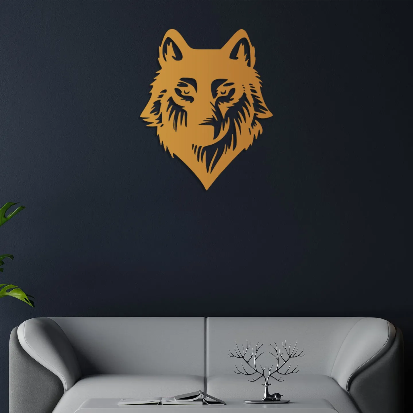 3D Wolves Face Metal Wall Art