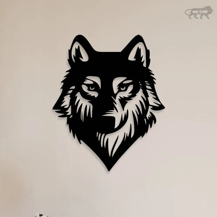 3D Wolves Face Metal Wall Art