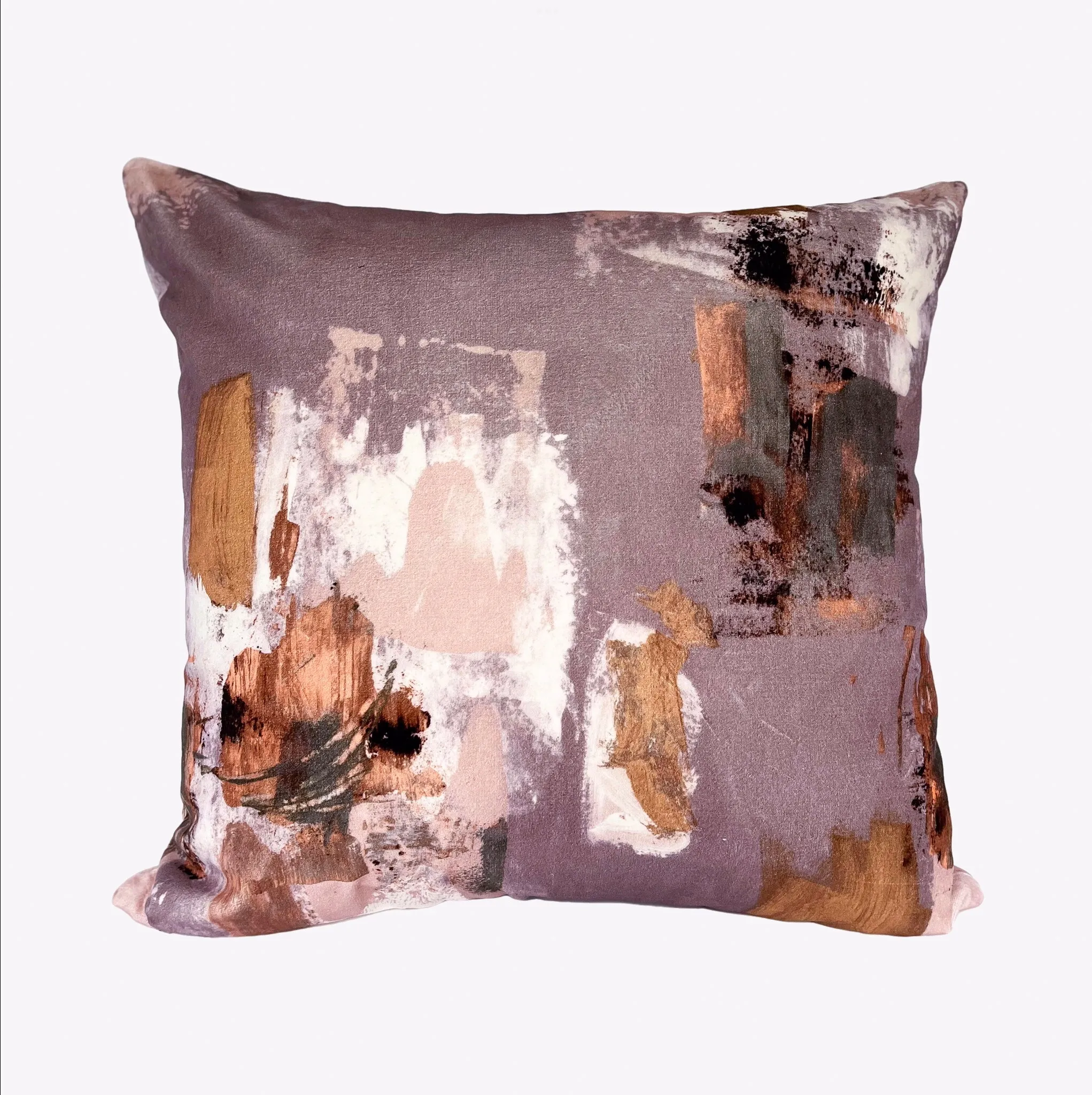 Abstract painterly Velvet Cushion - Mink