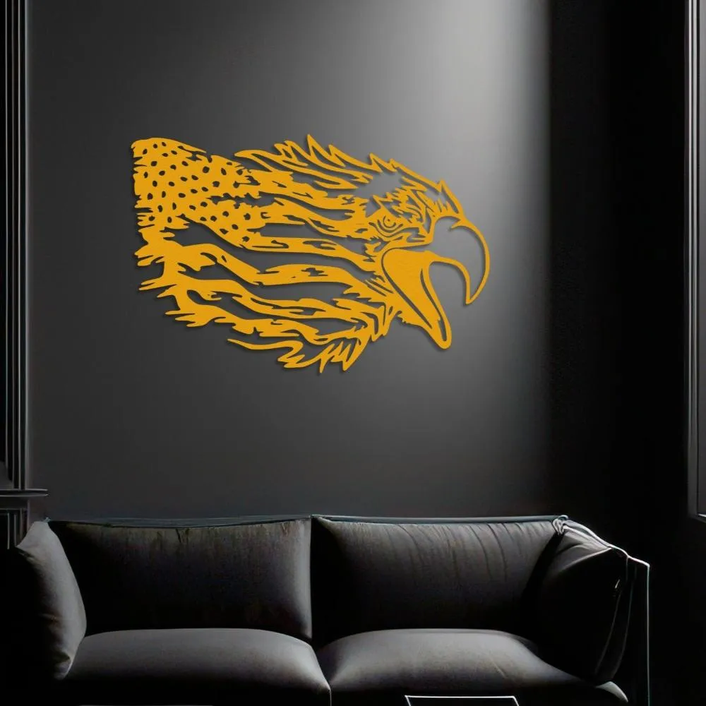 American Bald Eagle Wall Art with Distressed US Flag-Indepence Day Gift