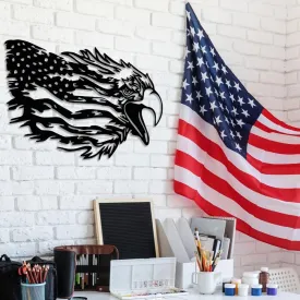 American Bald Eagle Wall Art with Distressed US Flag-Indepence Day Gift