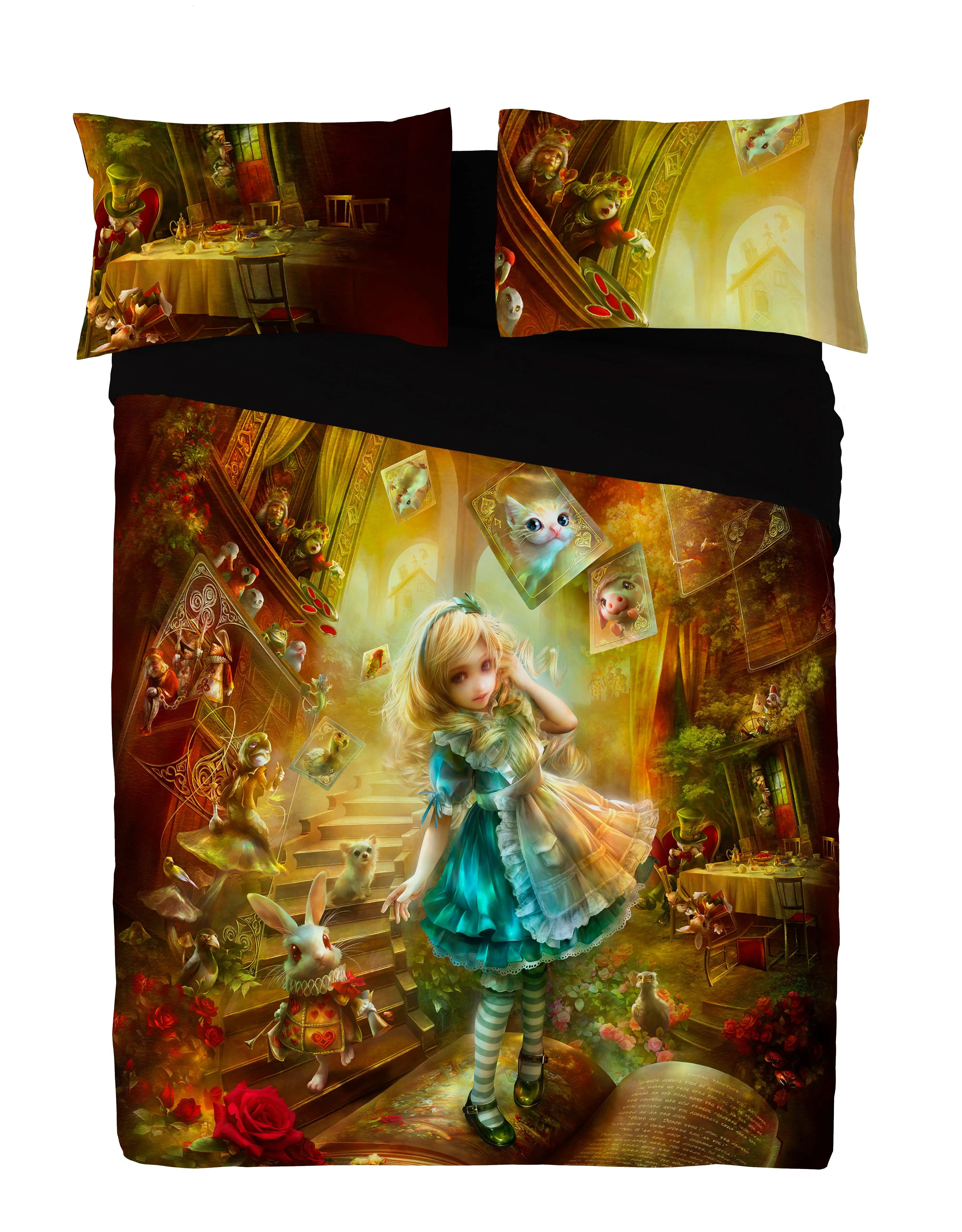 Autumn Bedroom Decor - ALICE IN WONDERLAND - Duvet Covers Set- Double / Twin Bed