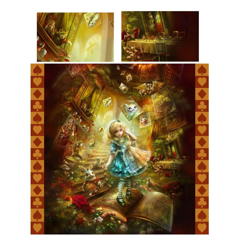 Autumn Bedroom Decor - ALICE IN WONDERLAND - Duvet Covers Set- Double / Twin Bed