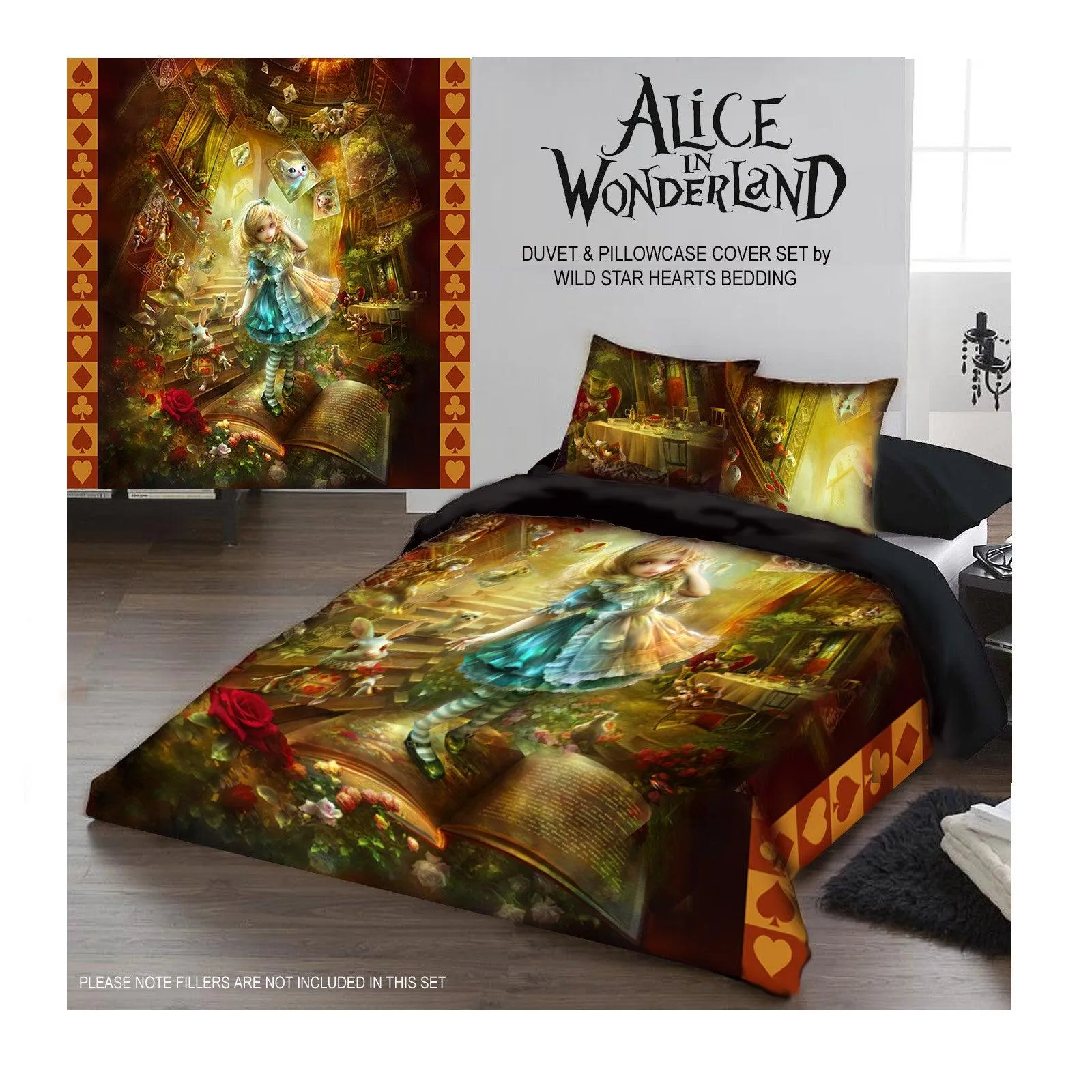 Autumn Bedroom Decor - ALICE IN WONDERLAND - Duvet Covers Set- Double / Twin Bed