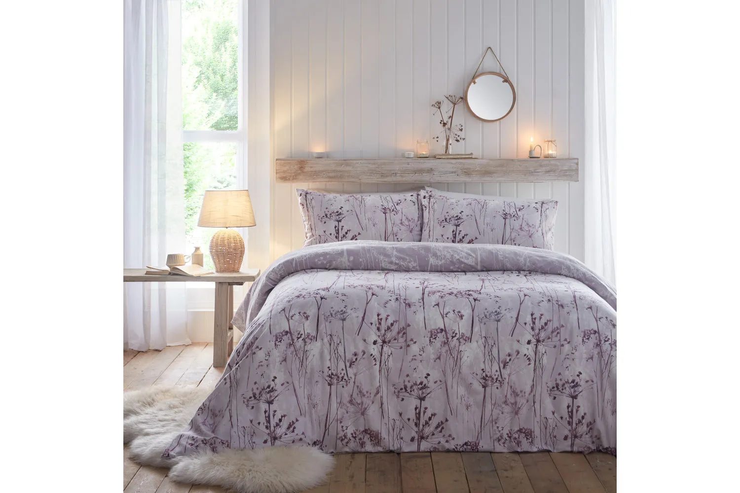 Azalea Damson Quilt Set | Pink & White | Super King