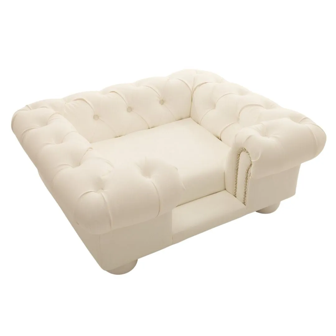 Balmoral Dog Sofa Chesterfield In White Faux Leather