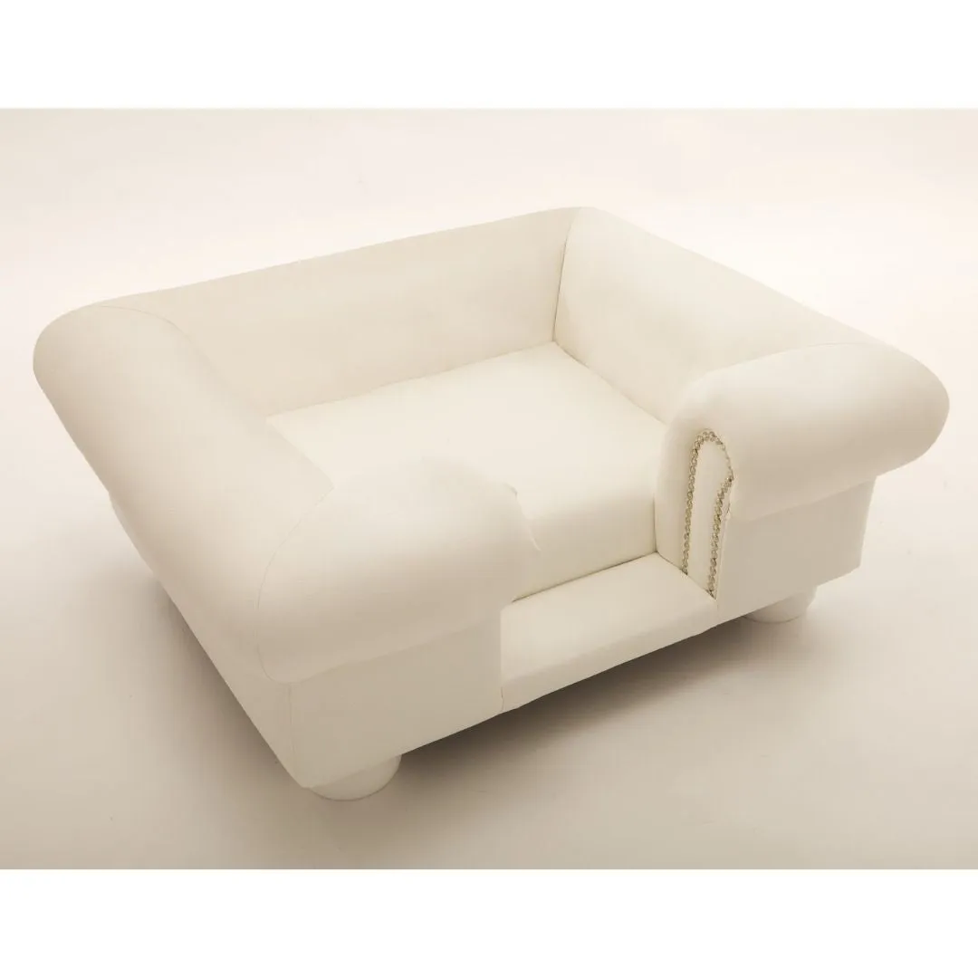 Balmoral Dog Sofa Chesterfield In White Faux Leather