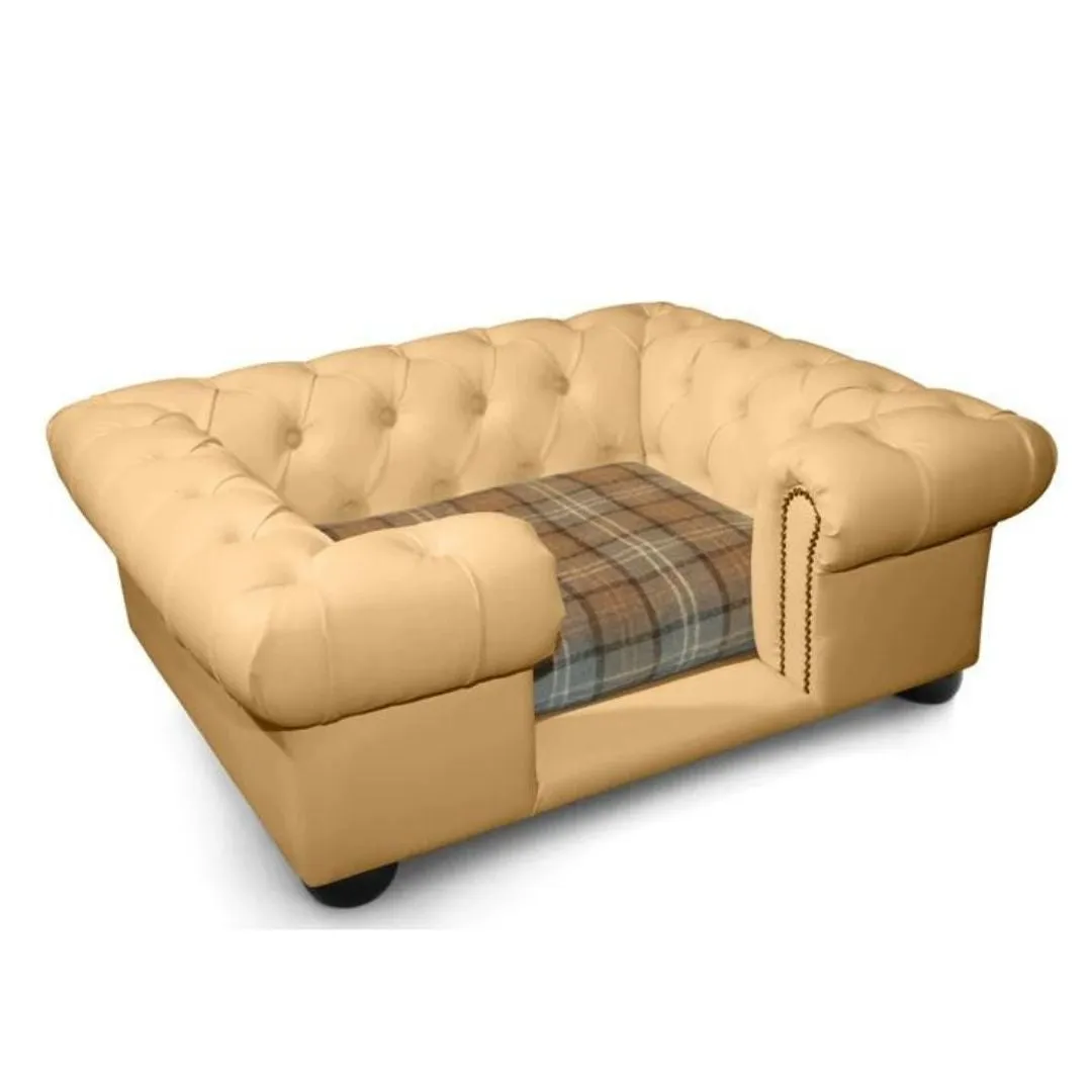 Balmoral Dog Sofa In Champagne Faux Leather