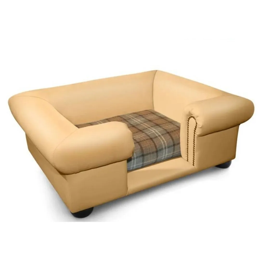 Balmoral Dog Sofa In Champagne Faux Leather