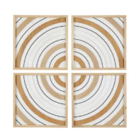 BROWN WOOD GEOMETRIC HANDMADE MIXED MEDIA WALL DECOR WITH VARYING CIRCLES