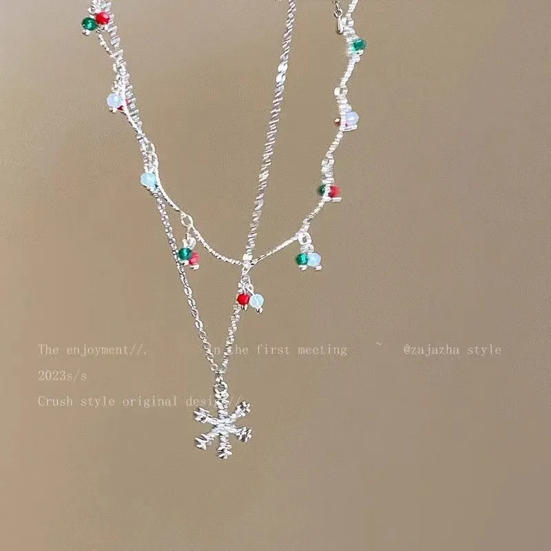 Christmas Snowflake Zircon Autumn And Winter Necklace