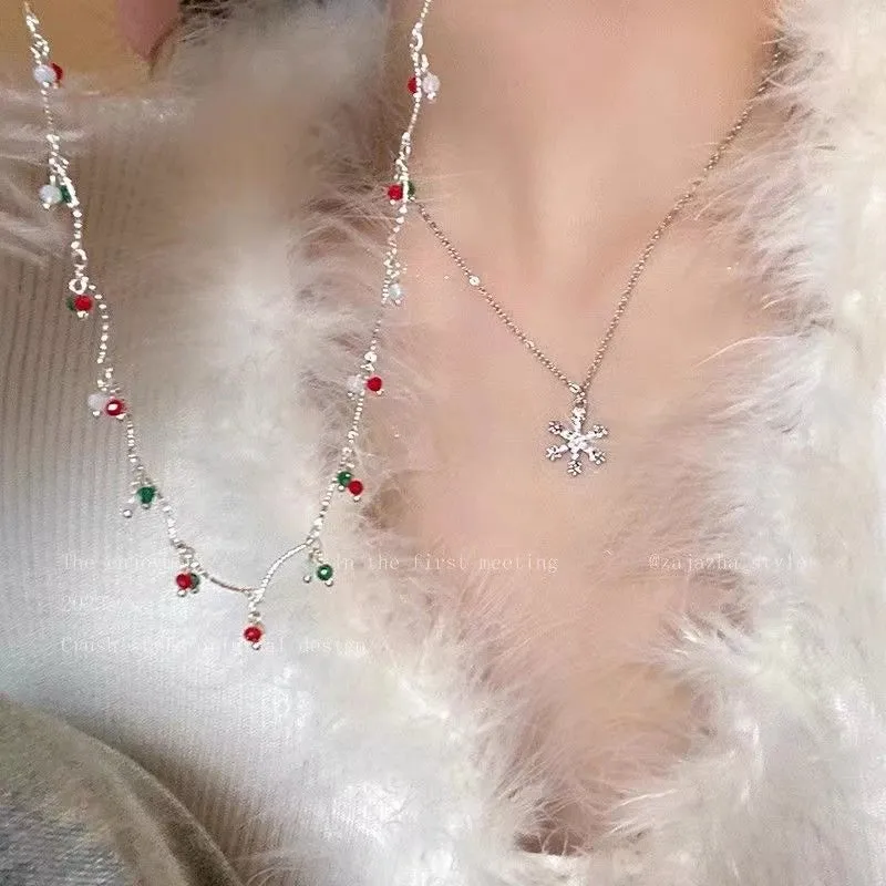 Christmas Snowflake Zircon Autumn And Winter Necklace