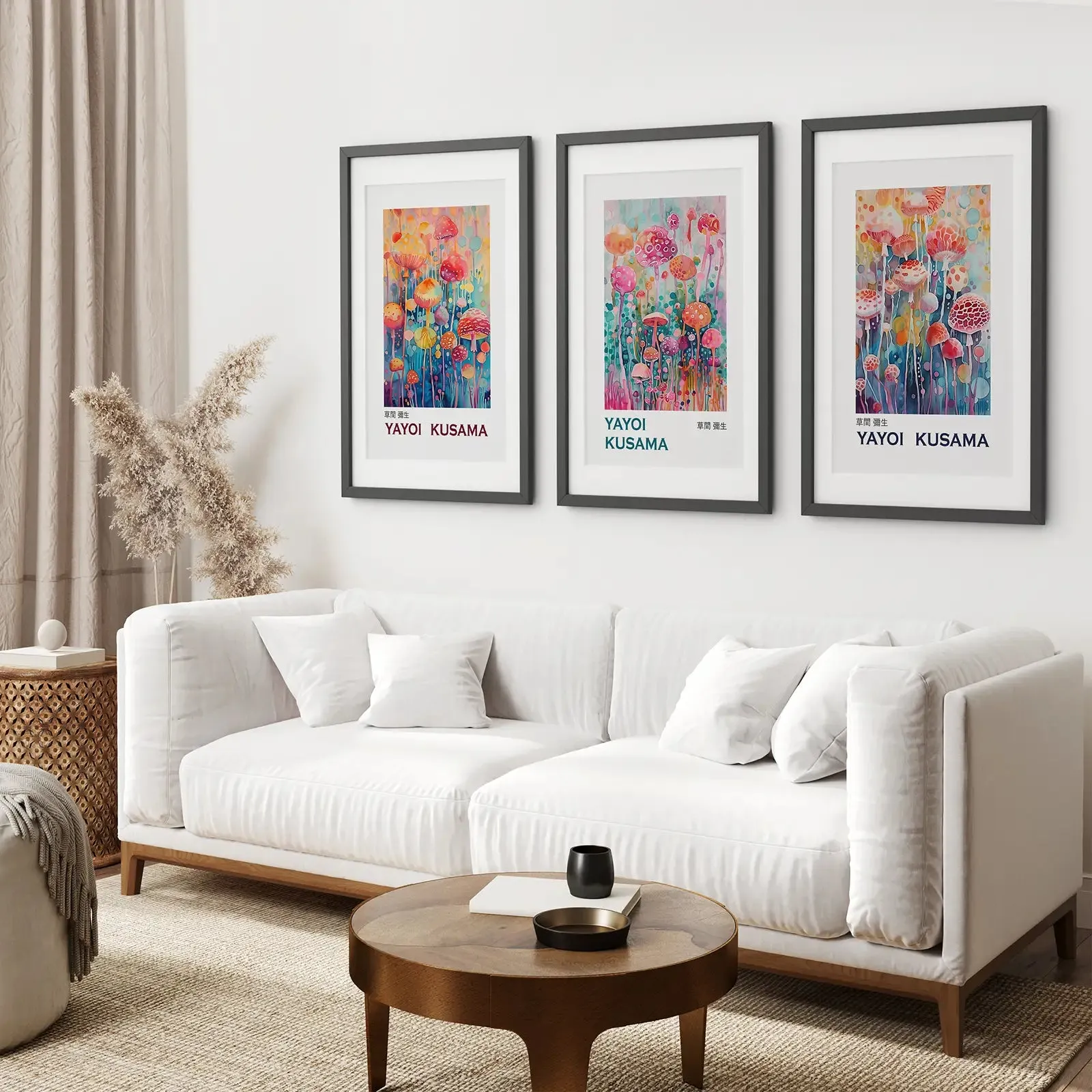 Colorful Yayoi Kusama 3 Piece Wall Art Prints