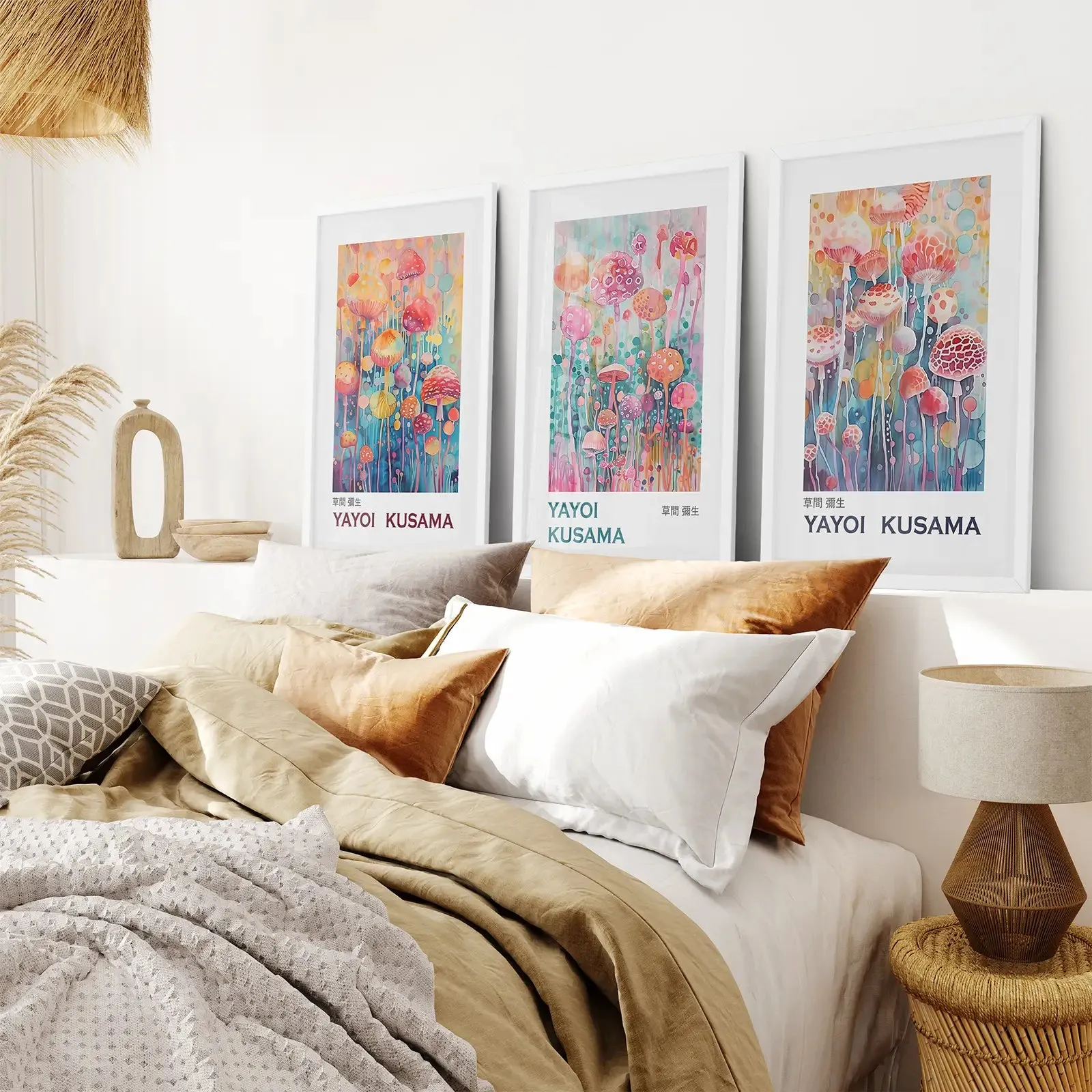 Colorful Yayoi Kusama 3 Piece Wall Art Prints