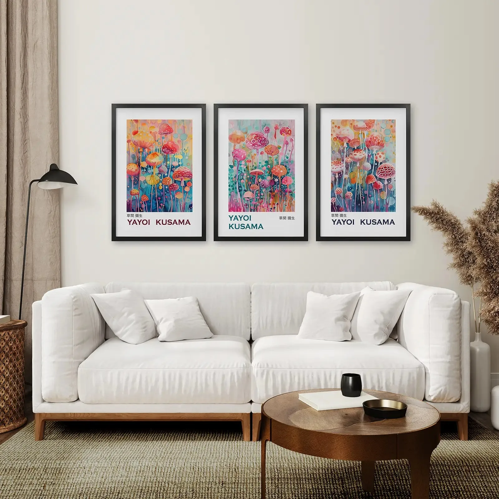 Colorful Yayoi Kusama 3 Piece Wall Art Prints