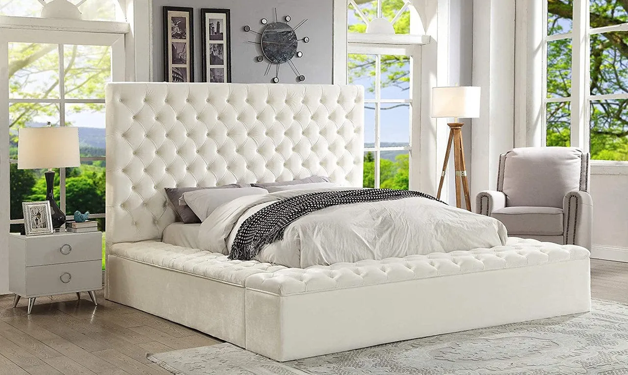 Creme Velvet Storage Bed - IF-5792