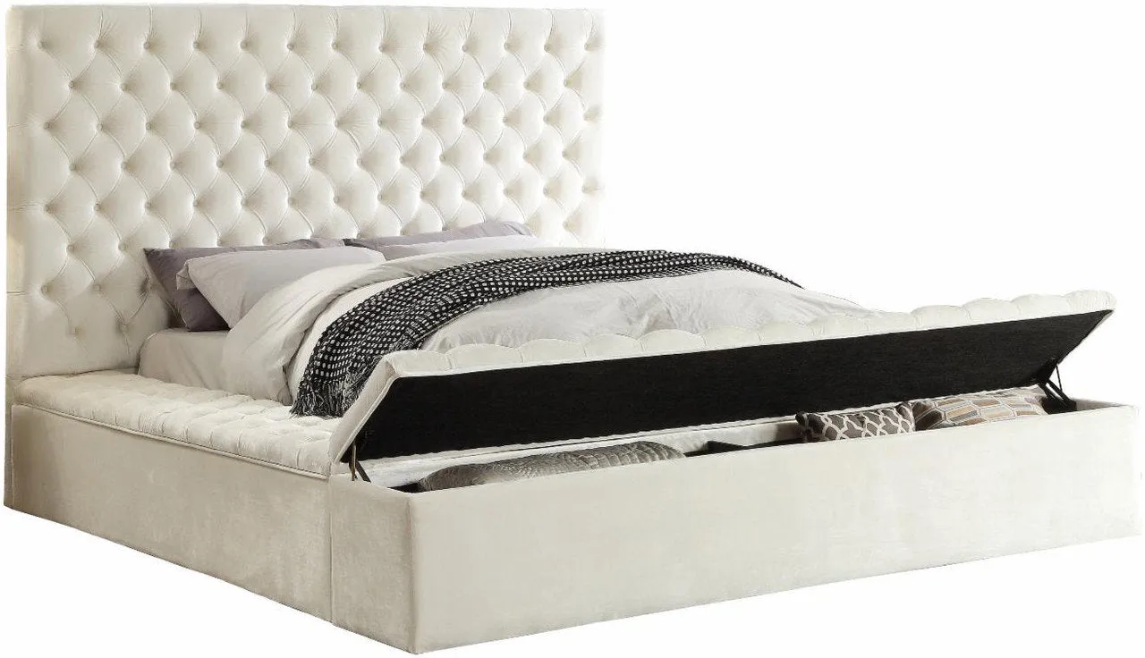 Creme Velvet Storage Bed - IF-5792