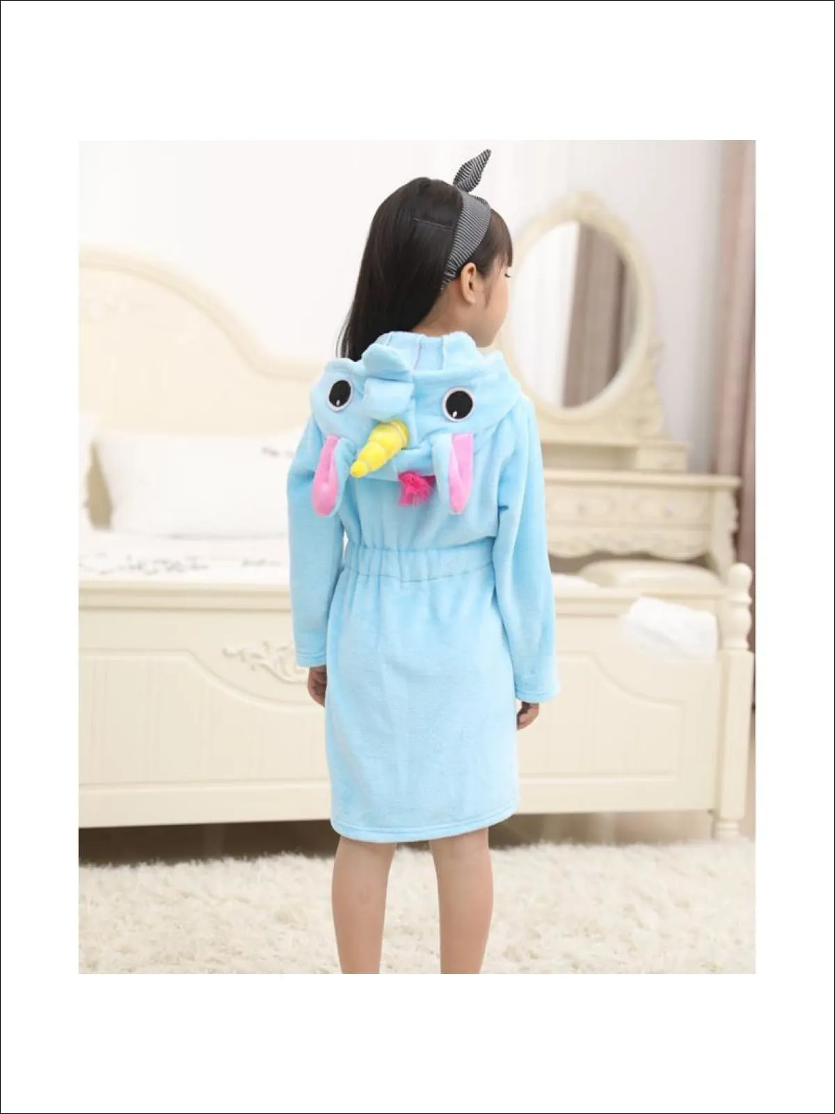 Girls Blue Unicorn Bathrobe