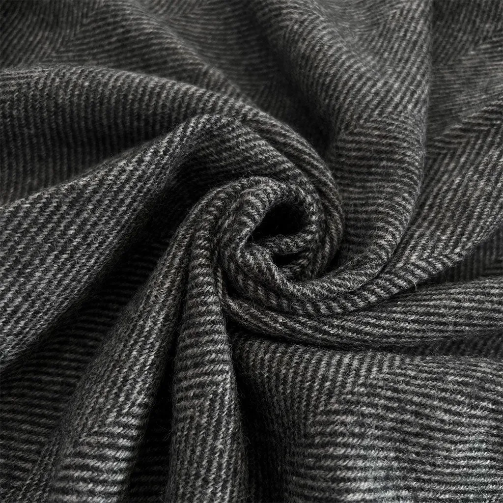 Graphite Herringbone Lambswool Blanket