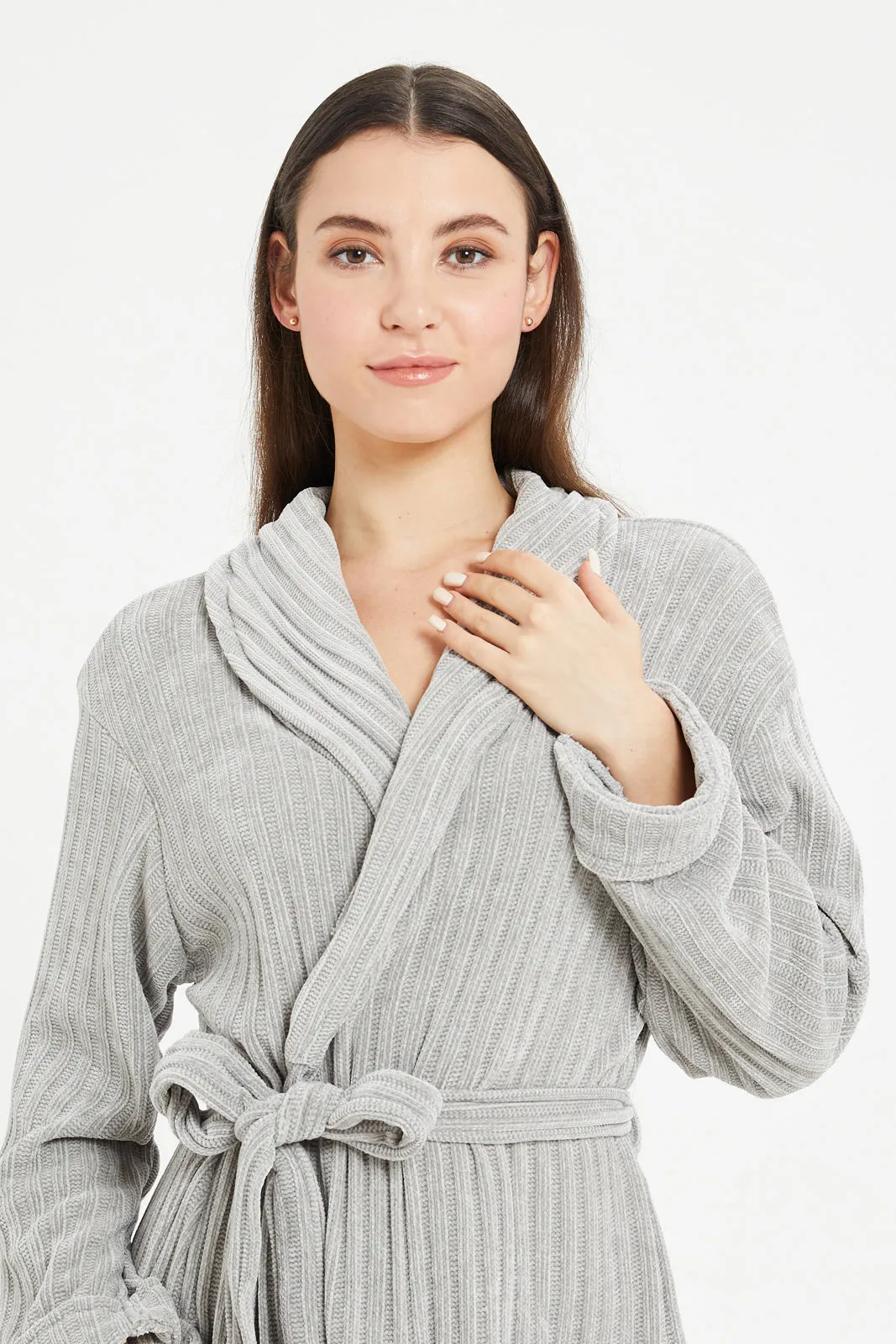 Grey Ultra Soft Belted Bathrobe