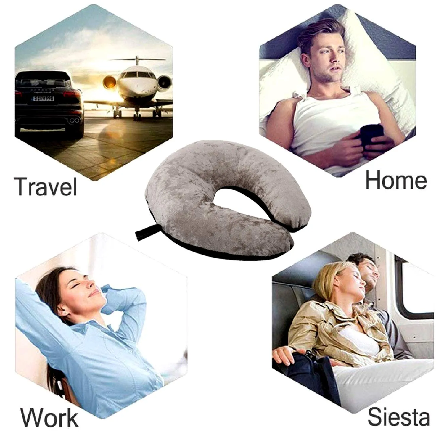 Kuber Industries 2 Pieces Unisex U-Shaped 100 Percent Pure Memory Foam Soft Cushions Neck Rest Pillow for Travel, Car, Train, Flight, Bus (Purple & Green,Black & Grey)-CTKTC39220