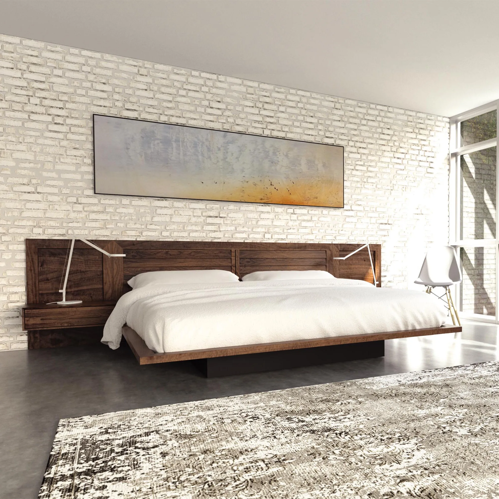 Moduluxe Platform Bed with Clapboard Headboard - 35" Series