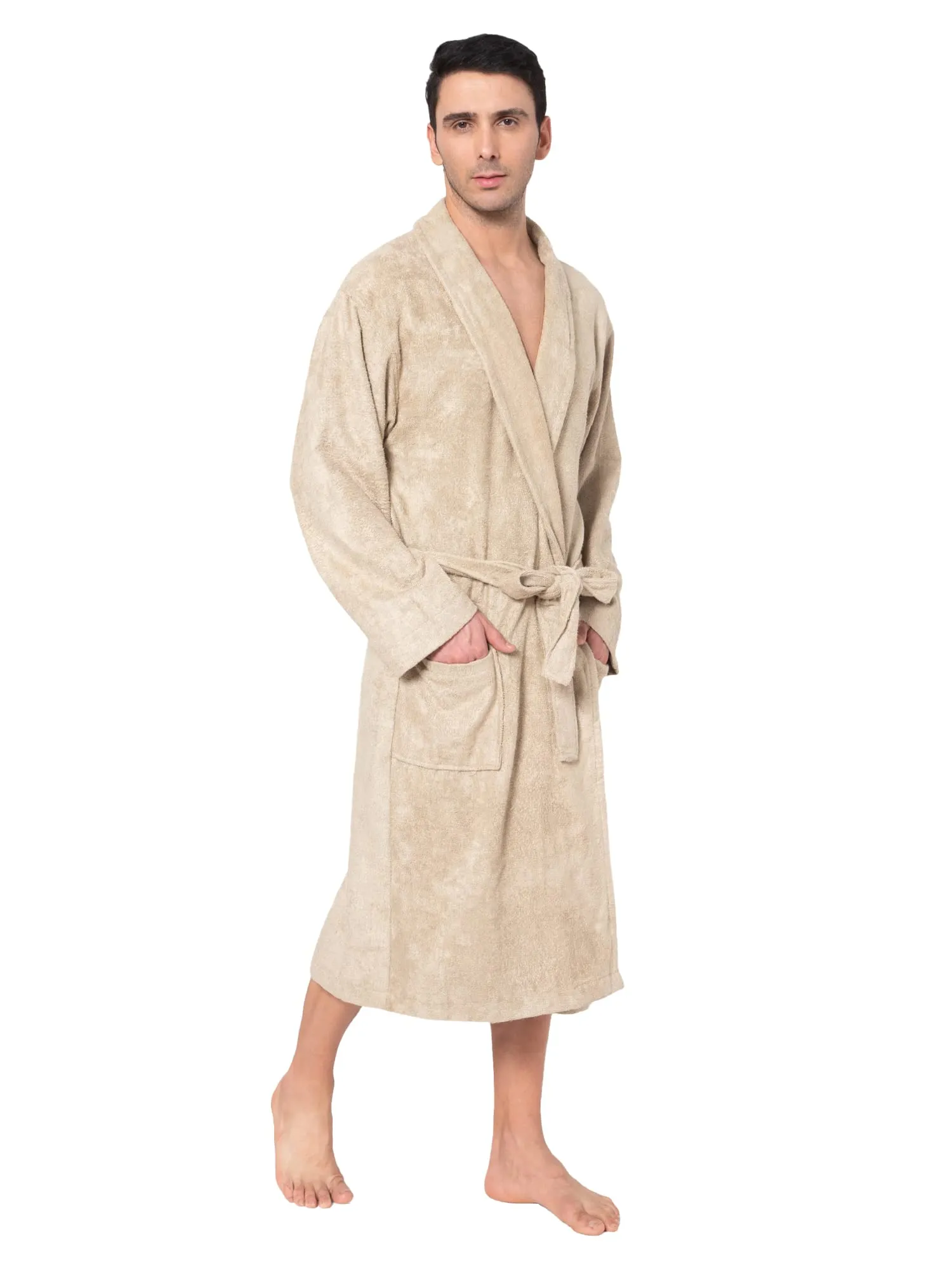 Mush 100% Bamboo Bathrobe for Men/Women (Unisex) S/M,(Pack of 1) (L, Royal Beige)