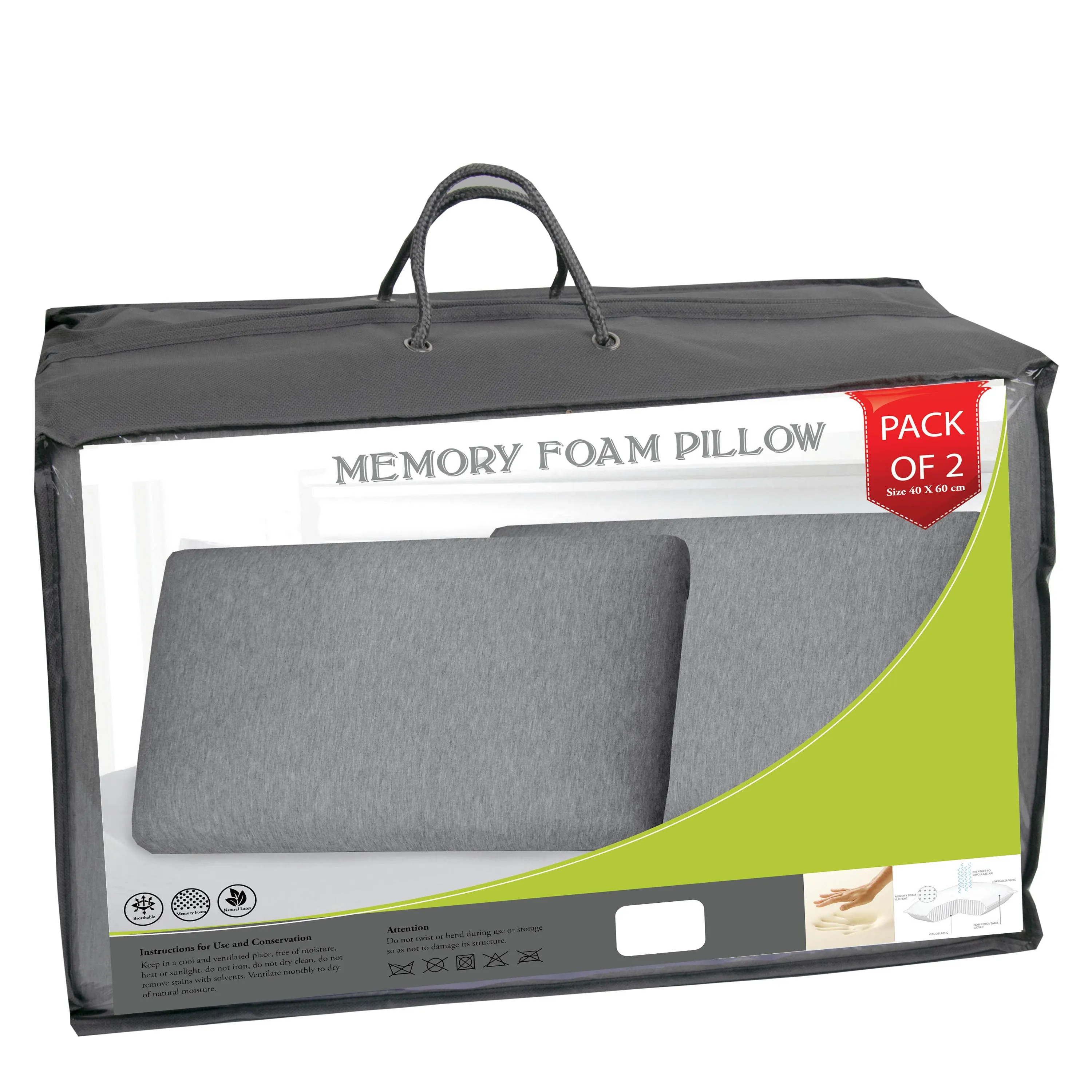 Pack of 2 Memory Foam Pillow - 40x60CM