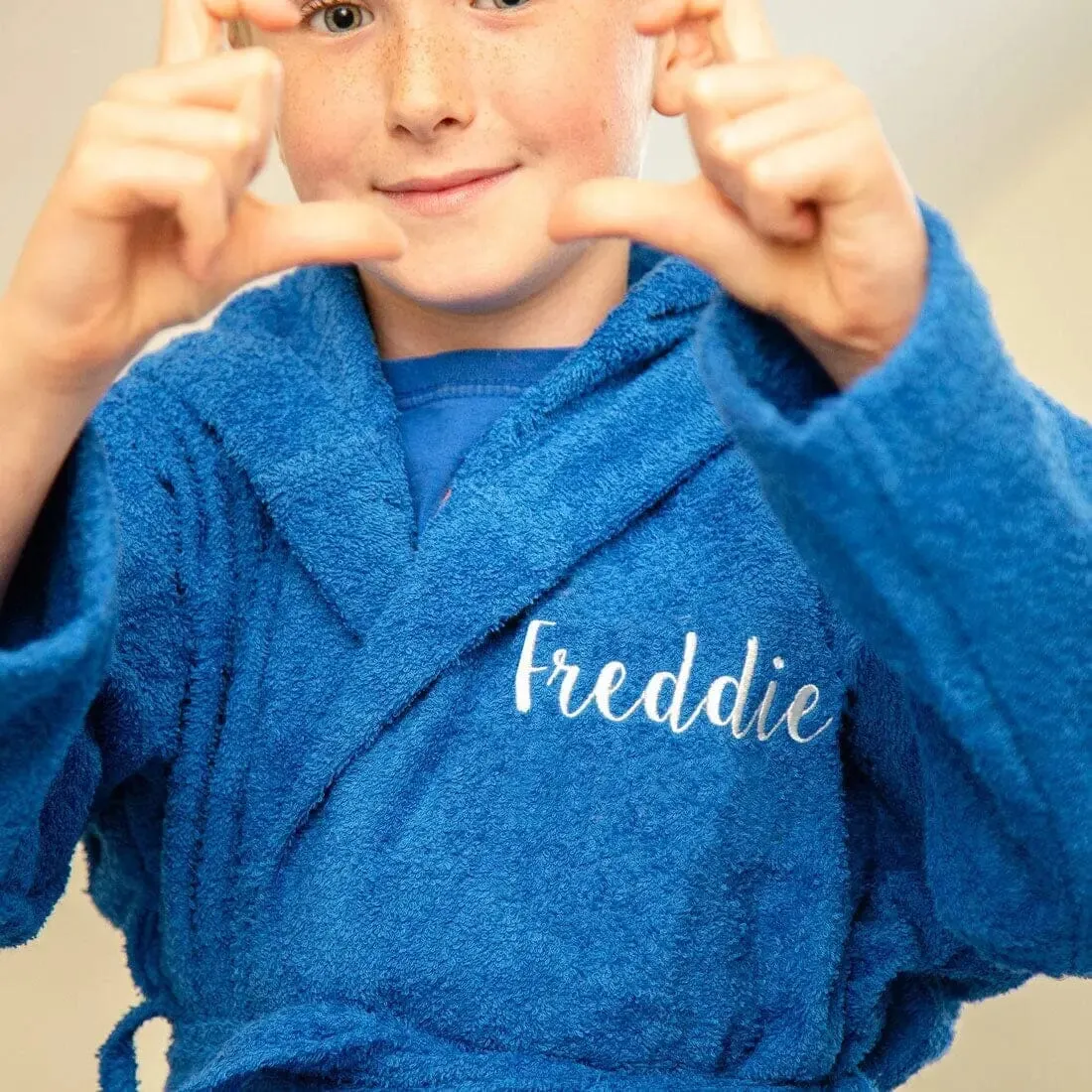 Personalised Children's Hooded Bathrobe Ages 2 to 12 - Front and Back Embroidery