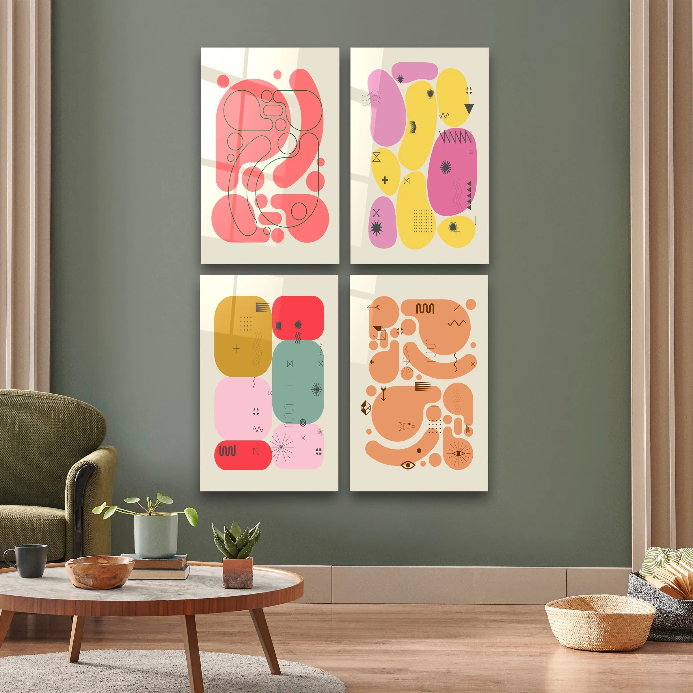 ."Abstract Quadro". Contemporary Gallery Collection Glass Wall Art