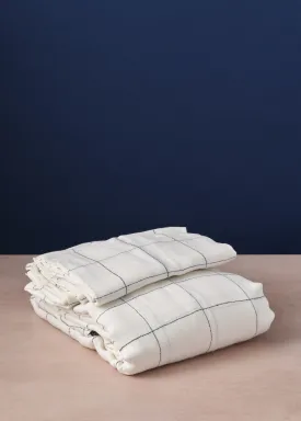 Super King Duvet Set Ivory & Black Check