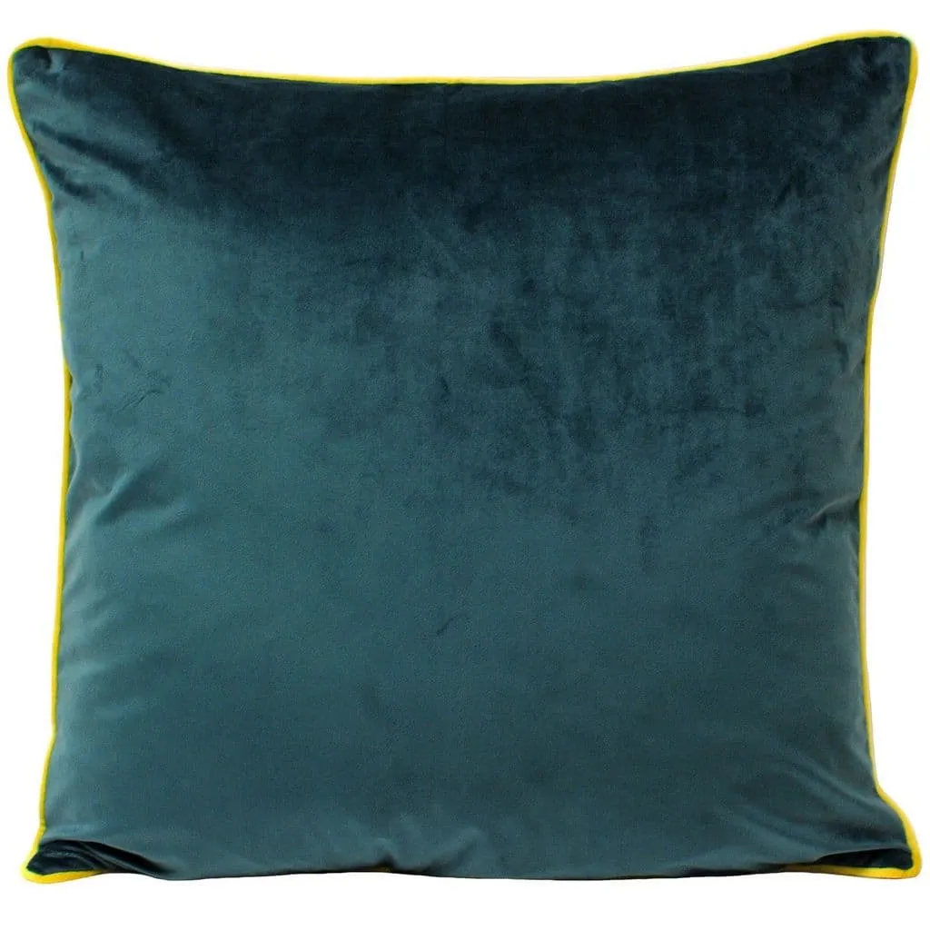 Teal Green & Yellow 55cm Velvet Cushion