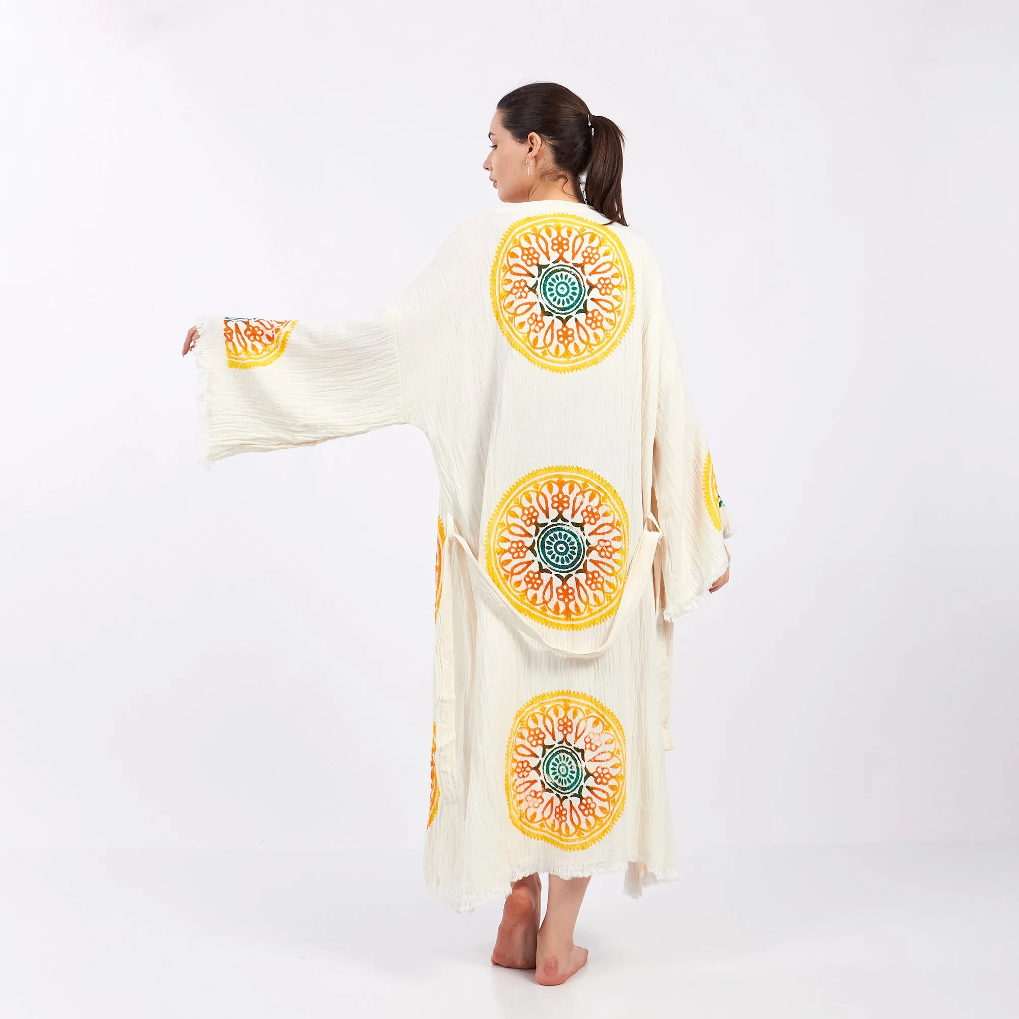 Turkish Towel Kimono Kaftan Bathrobe - Kimono Robe Sun Design