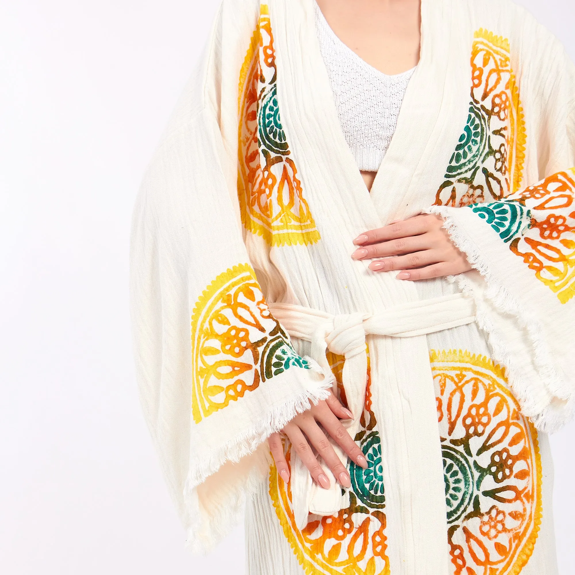 Turkish Towel Kimono Kaftan Bathrobe - Kimono Robe Sun Design