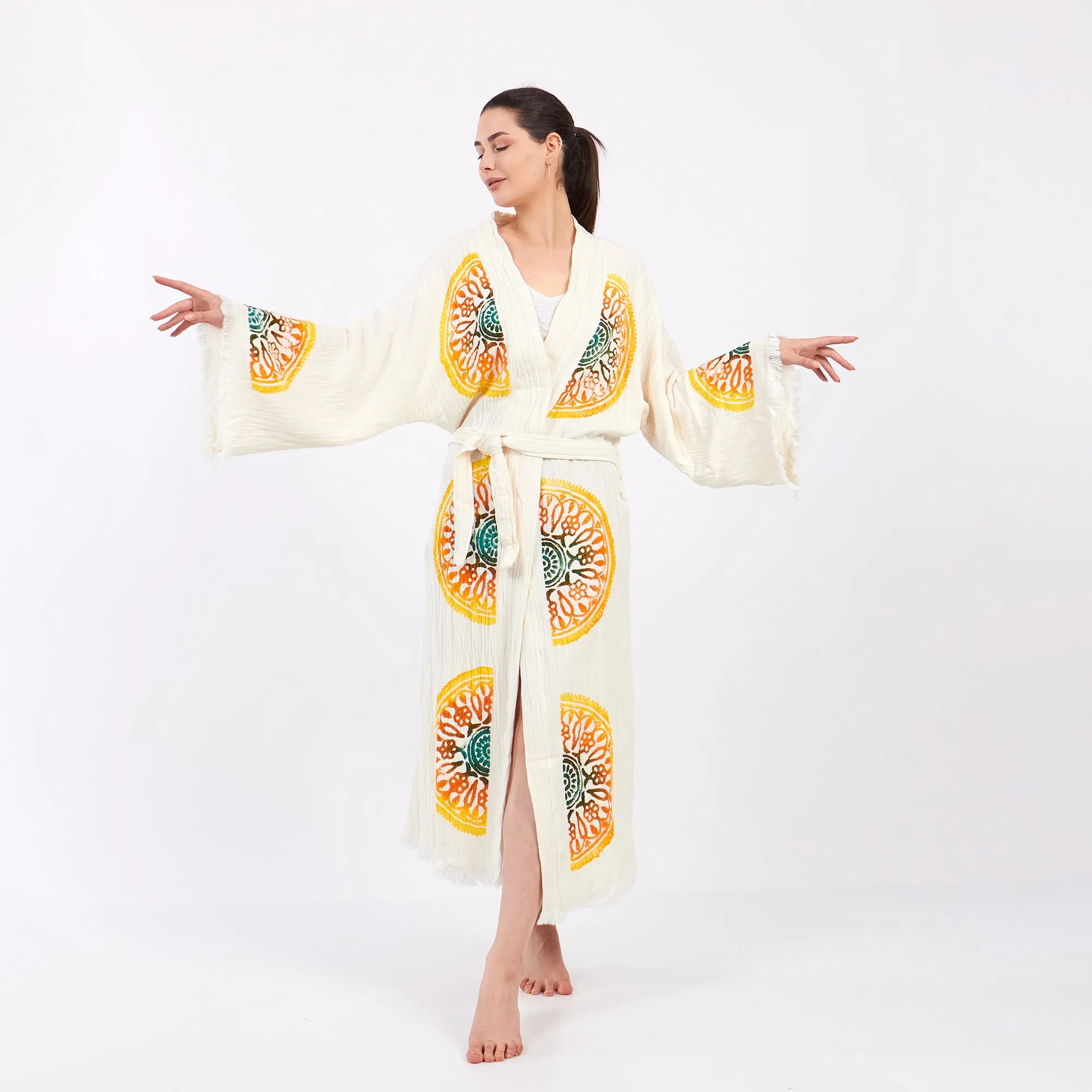 Turkish Towel Kimono Kaftan Bathrobe - Kimono Robe Sun Design