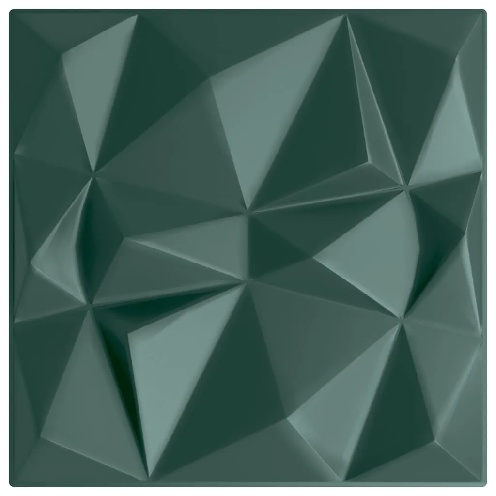 Wall Panels 12 pcs Green 50x50 cm XPS 3 m² Diamond