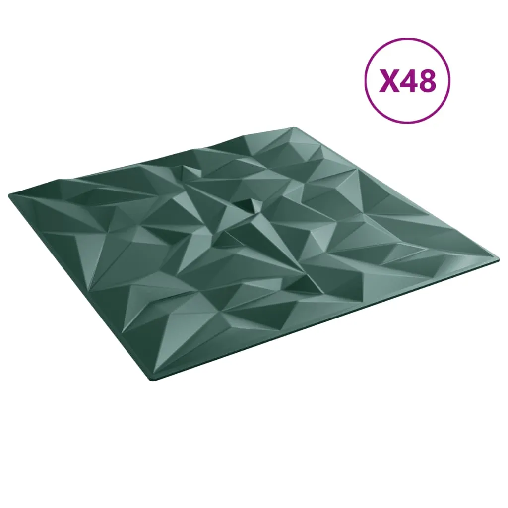 Wall Panels 48 pcs Green 50x50 cm XPS 12 m² Amethyst