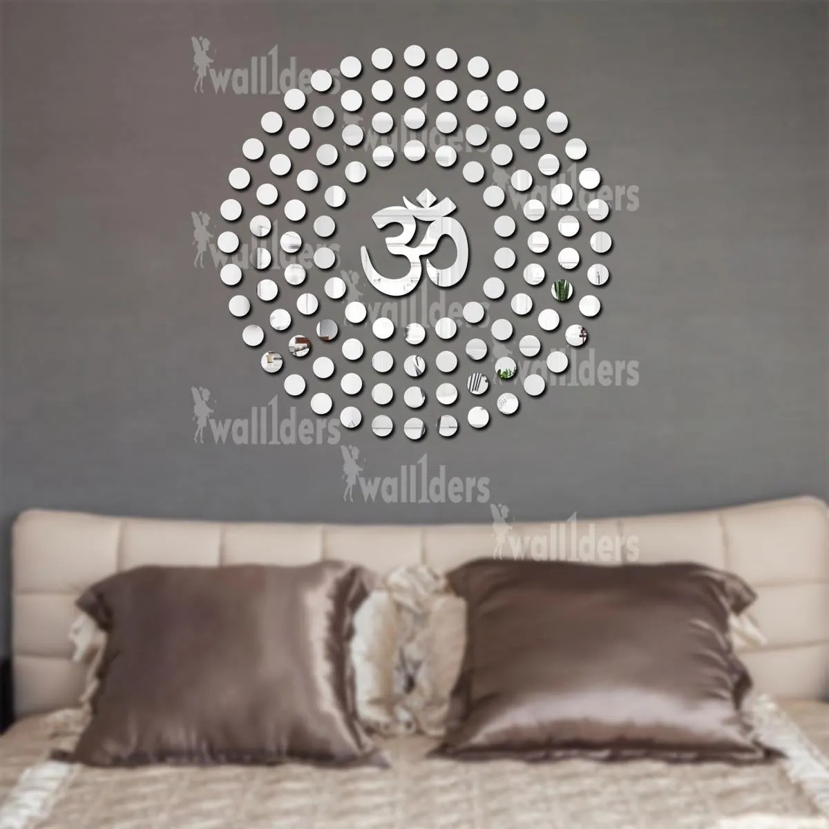 Wall1ders 1 om 100 dots Silver Acrylic Mirror Stickers for Wall, Decorative Items Home Decoration for Bedroom, Living Room, Office, Study Room