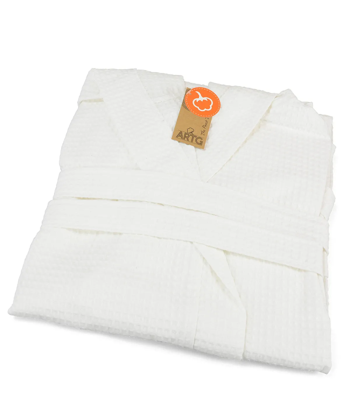 White - ARTG® waffle bathrobe with hood